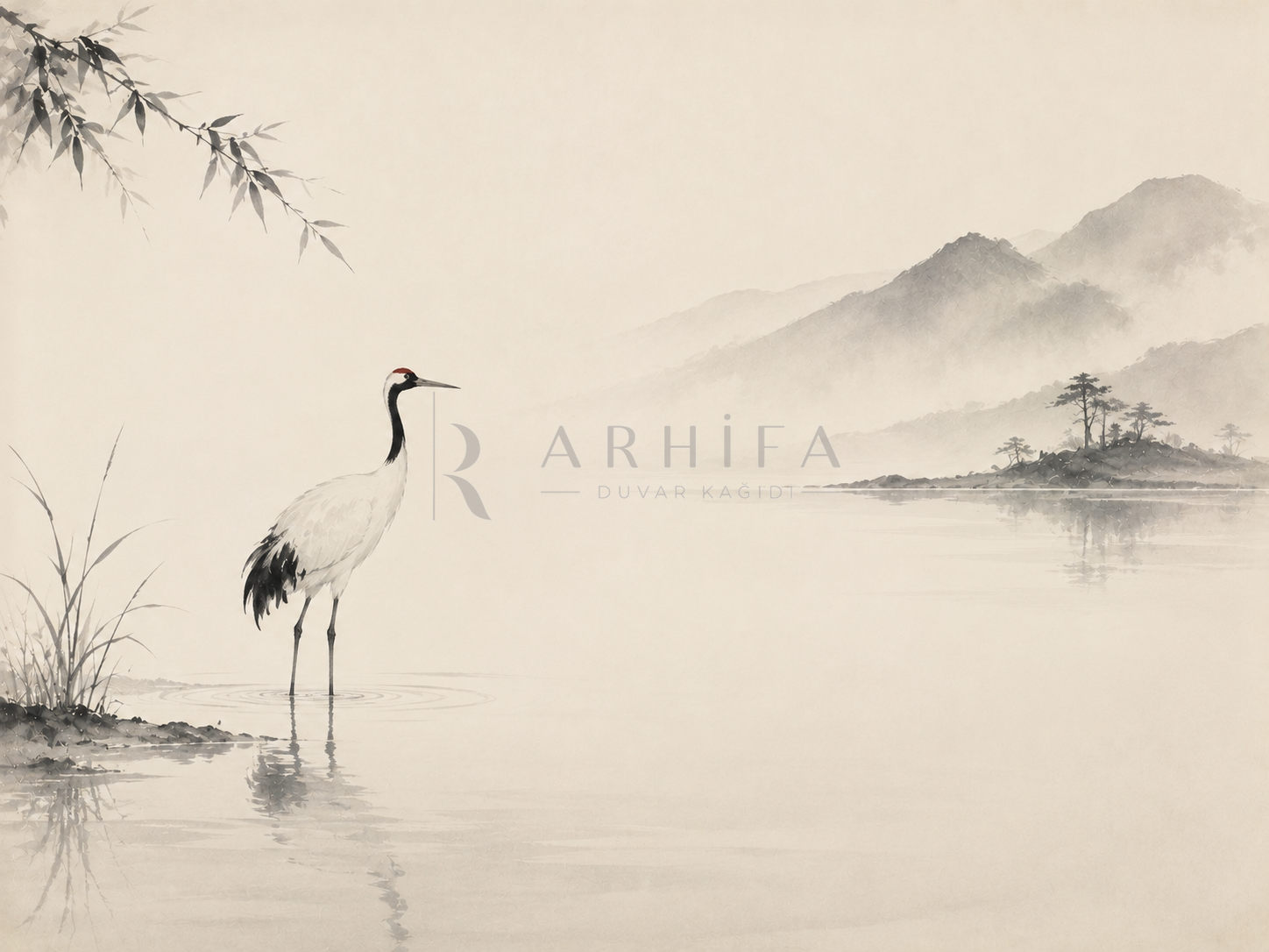 — Crane in Silence Duvar Kağıdı (JI-002) – görsel 2