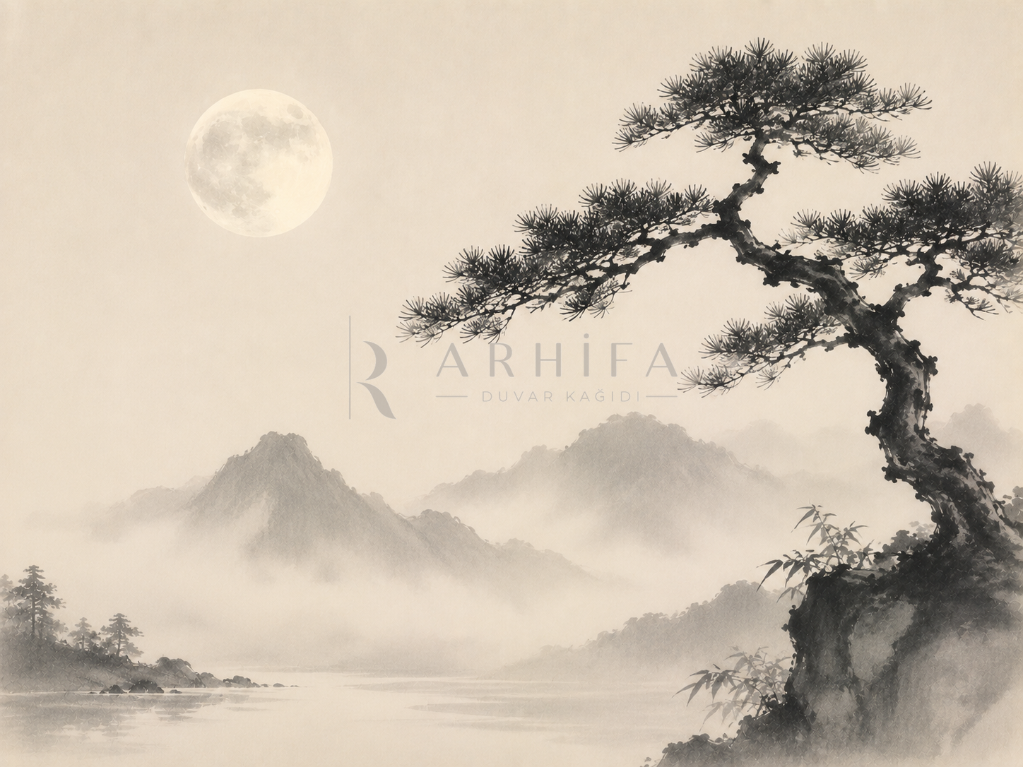 — Moon & Pine Duvar Kağıdı (JI-006) – görsel 2