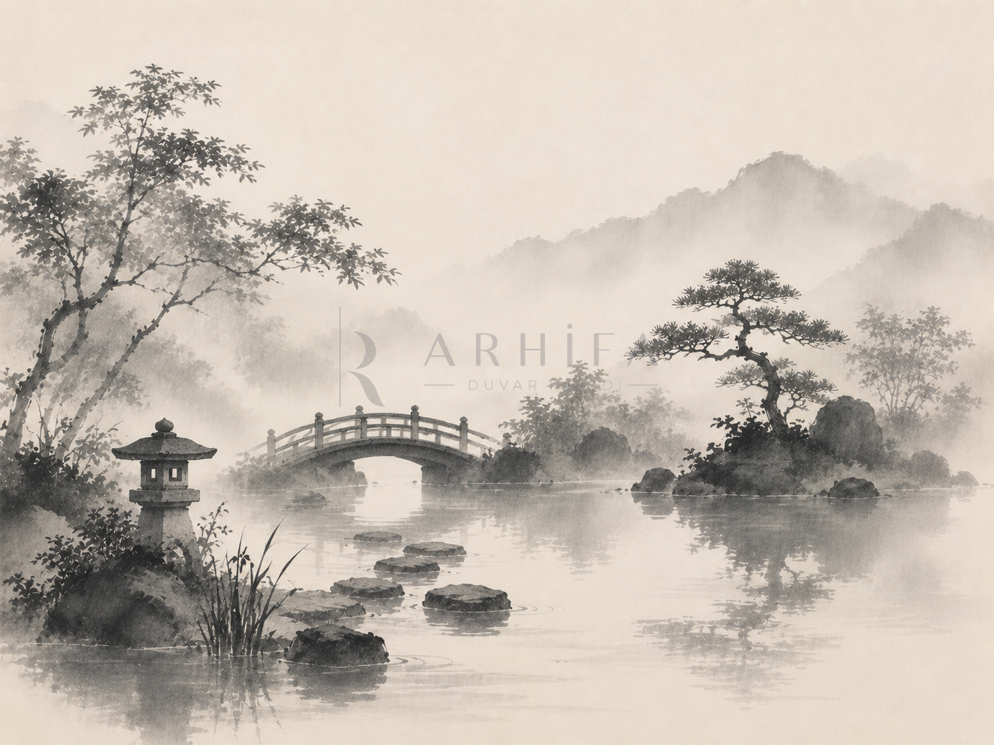 — Japanese Garden Mist Duvar Kağıdı (JI-007) – görsel 2