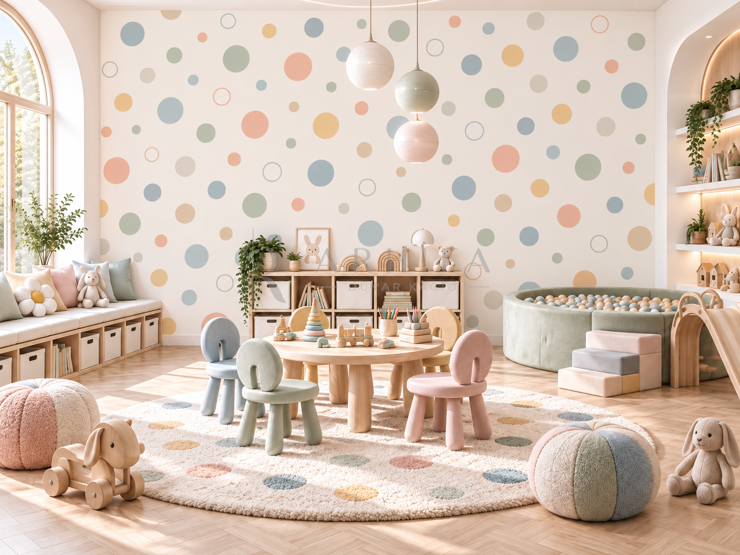 Little Circles - Özel Tasarım Duvar Kağıdı (KG-002) – görsel 2