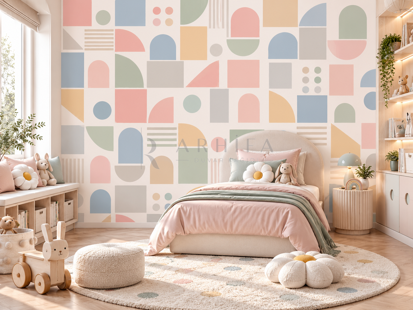 Pastel Blocks - Özel Tasarım Duvar Kağıdı (KG-003) görsel