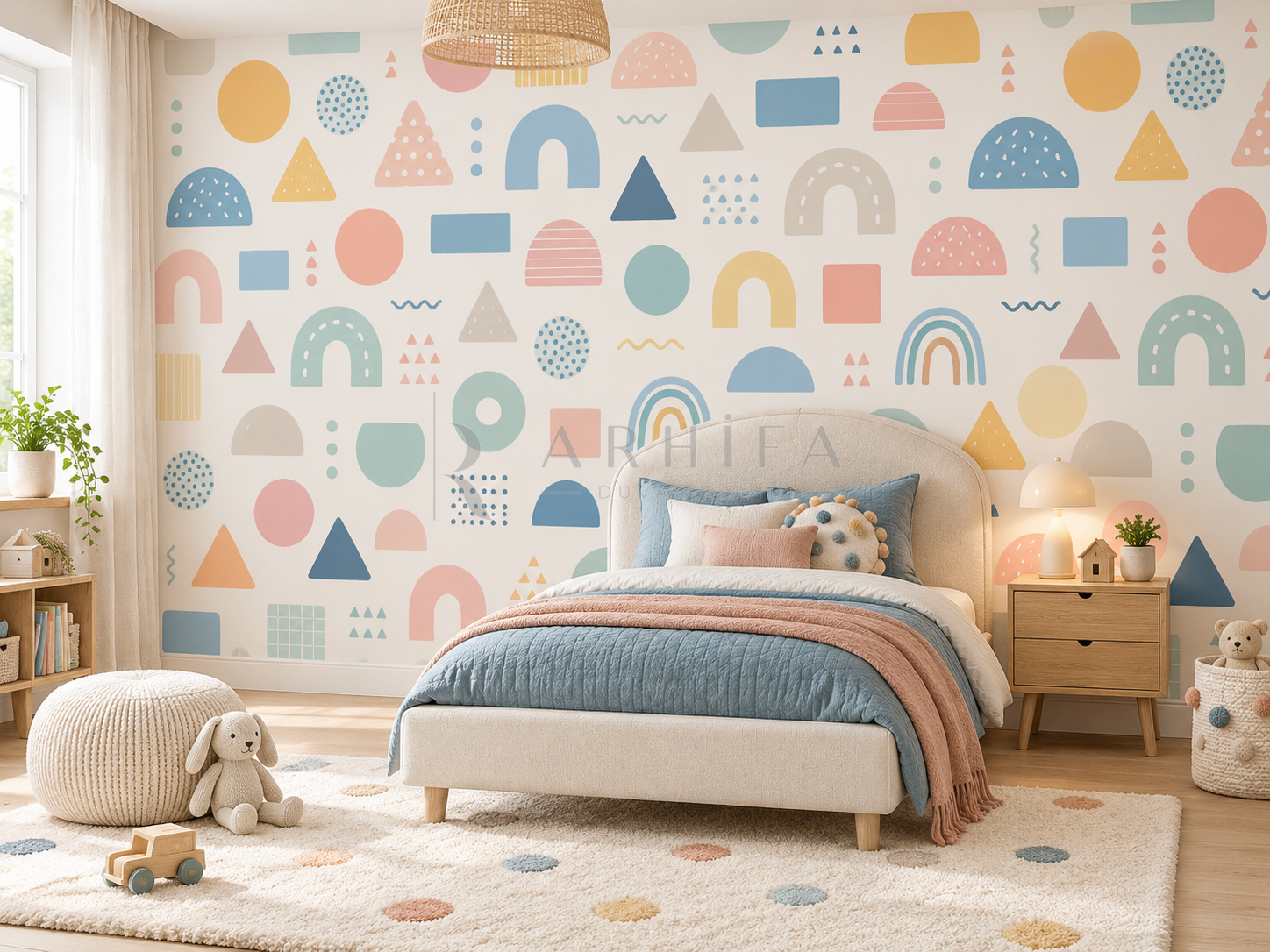 Playful Shapes - Özel Tasarım Duvar Kağıdı (KG-005) görsel