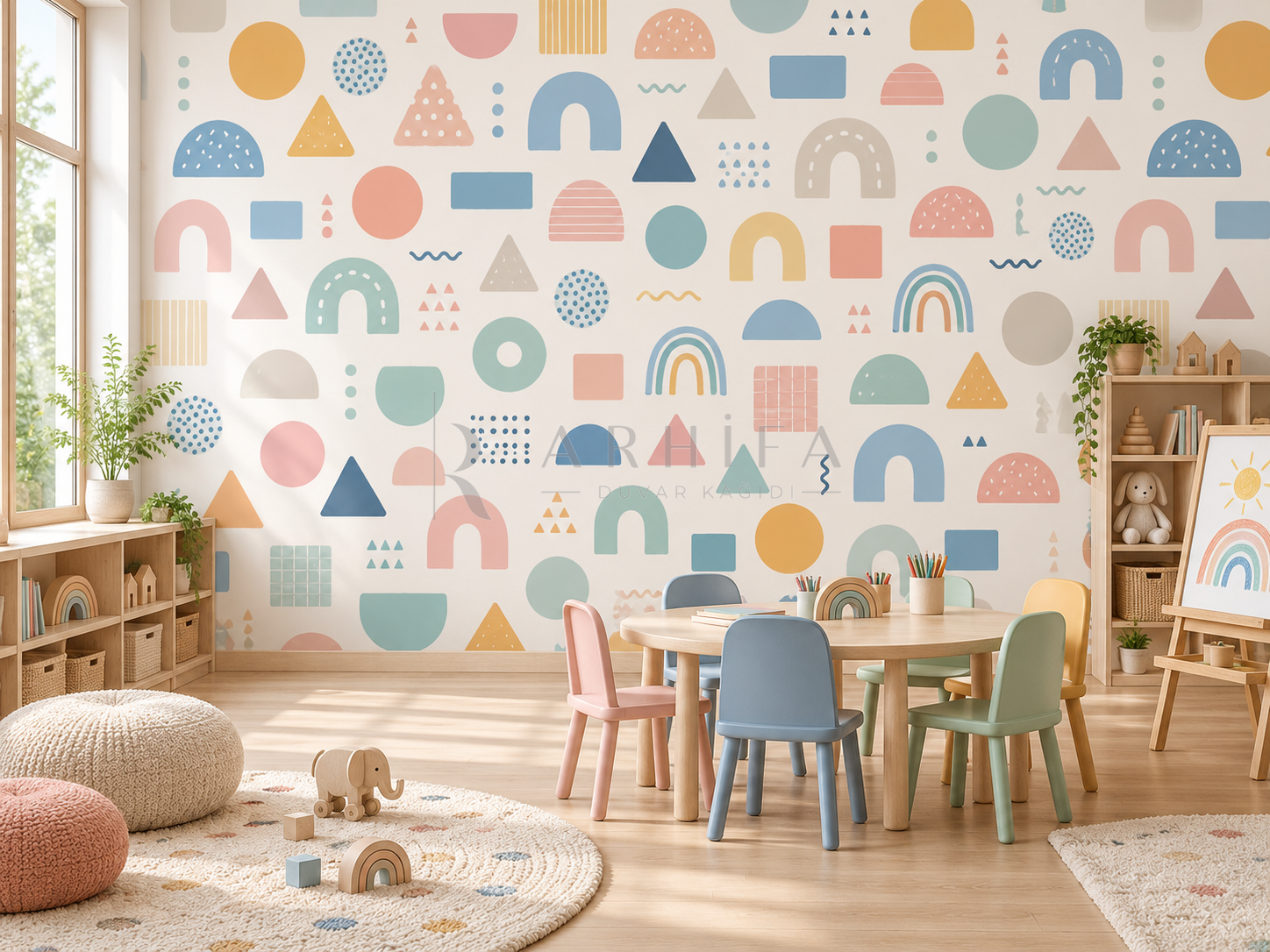 Playful Shapes - Özel Tasarım Duvar Kağıdı (KG-005) – görsel 2