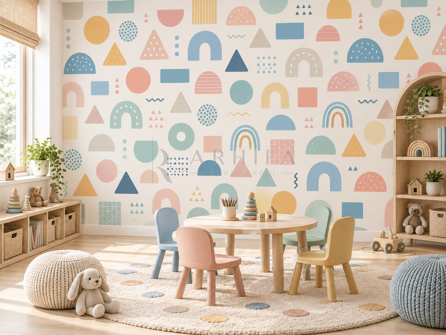 Playful Shapes - Özel Tasarım Duvar Kağıdı (KG-005) – görsel 3