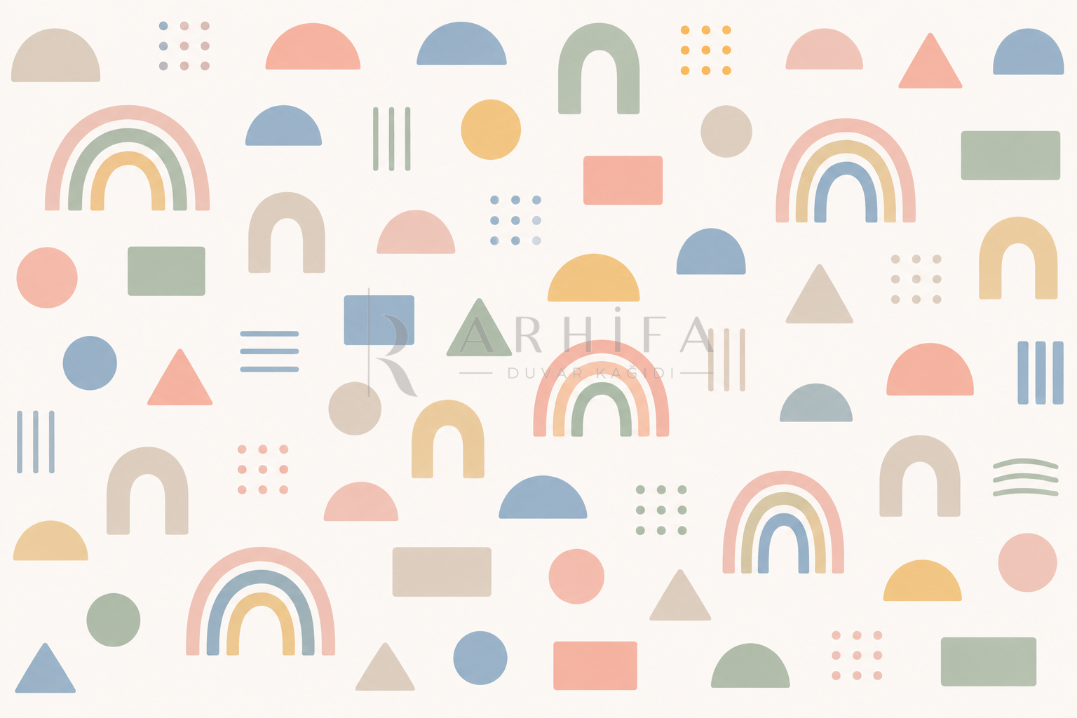 Minimal Rainbow Shapes - Özel Tasarım Duvar Kağıdı (KG-010) – görsel 4