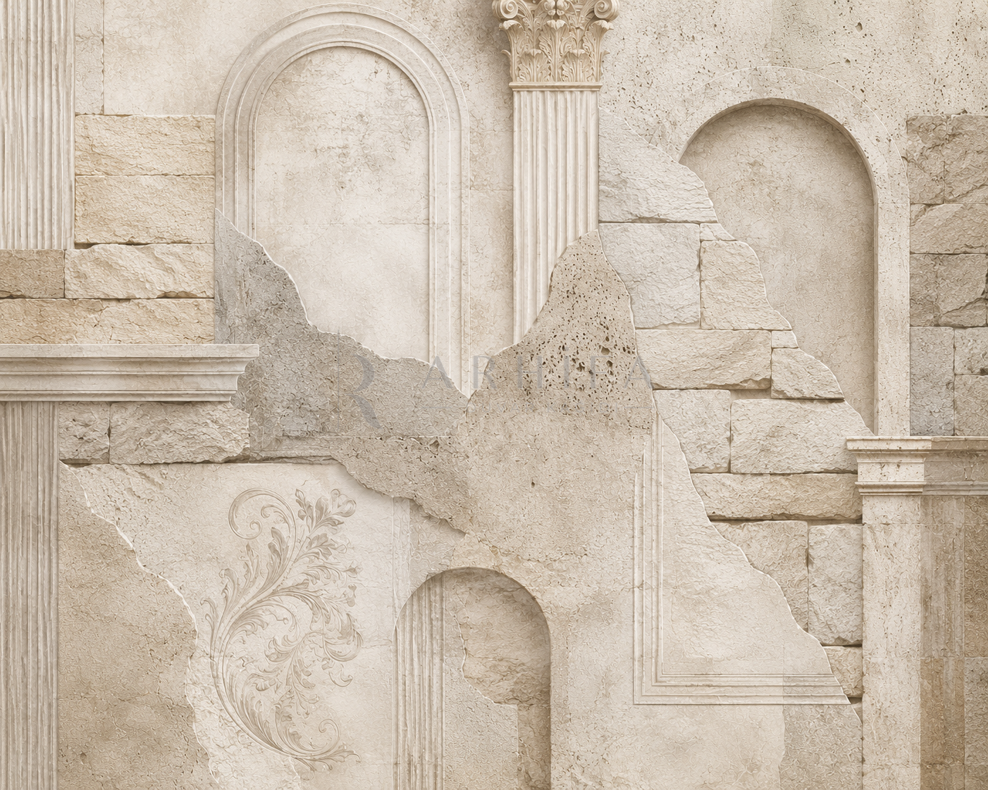 Heritage Stone (Doğal taş ve tarihi mimari hissi) Duvar Kağıdı (LC-011) – görsel 2