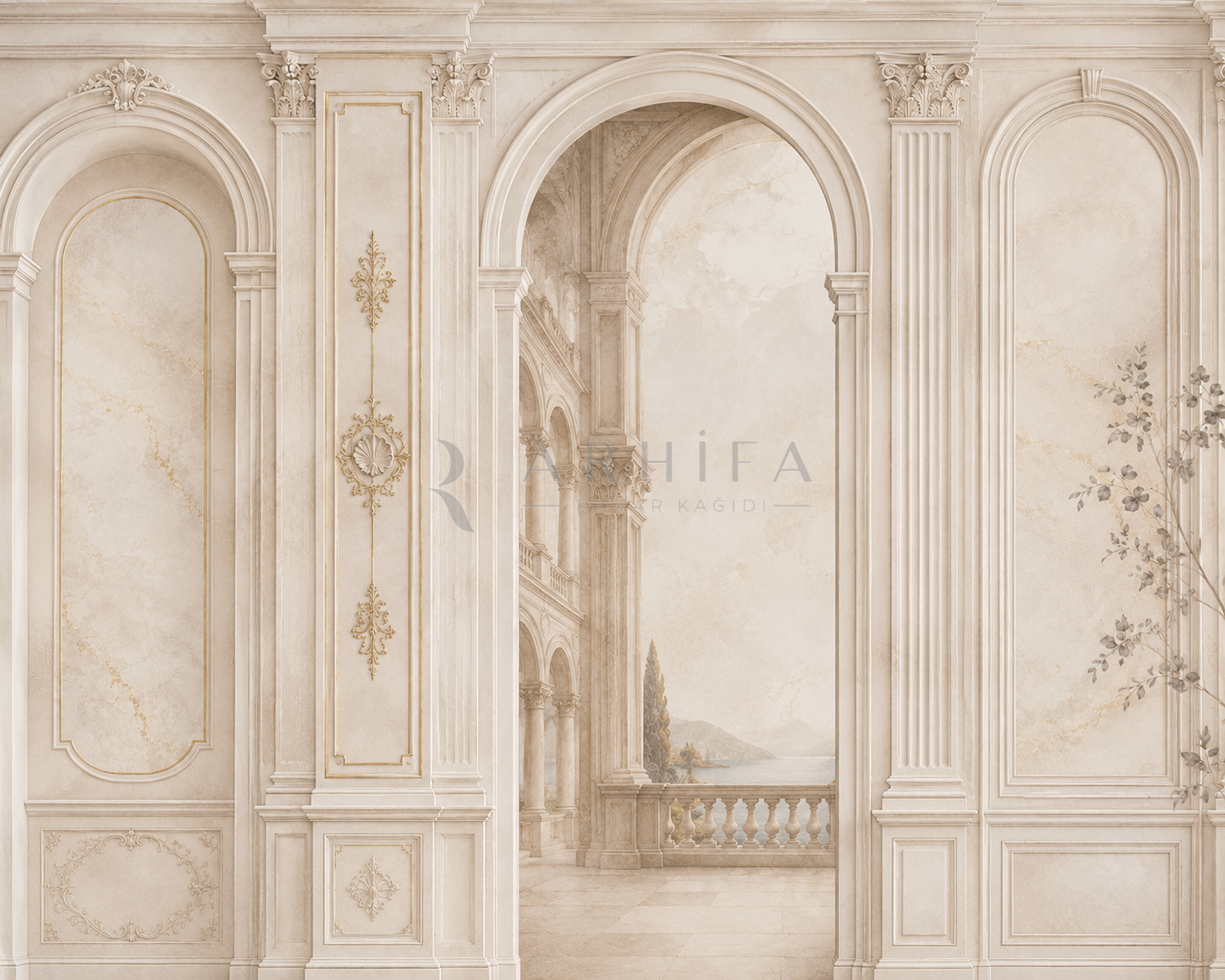 Palazzo Interior (İtalyan saray estetiği ve modern yorum) Duvar Kağıdı (LC-013) – görsel 2