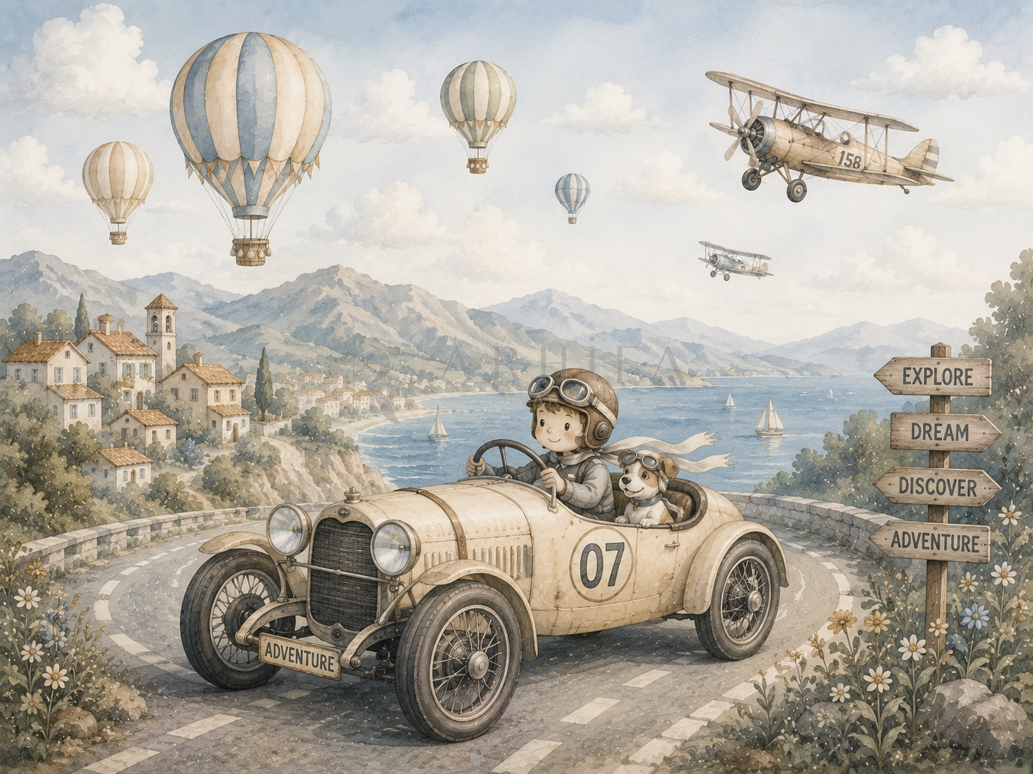 — Vintage Car Adventure Duvar Kağıdı (LEX-010) – görsel 2