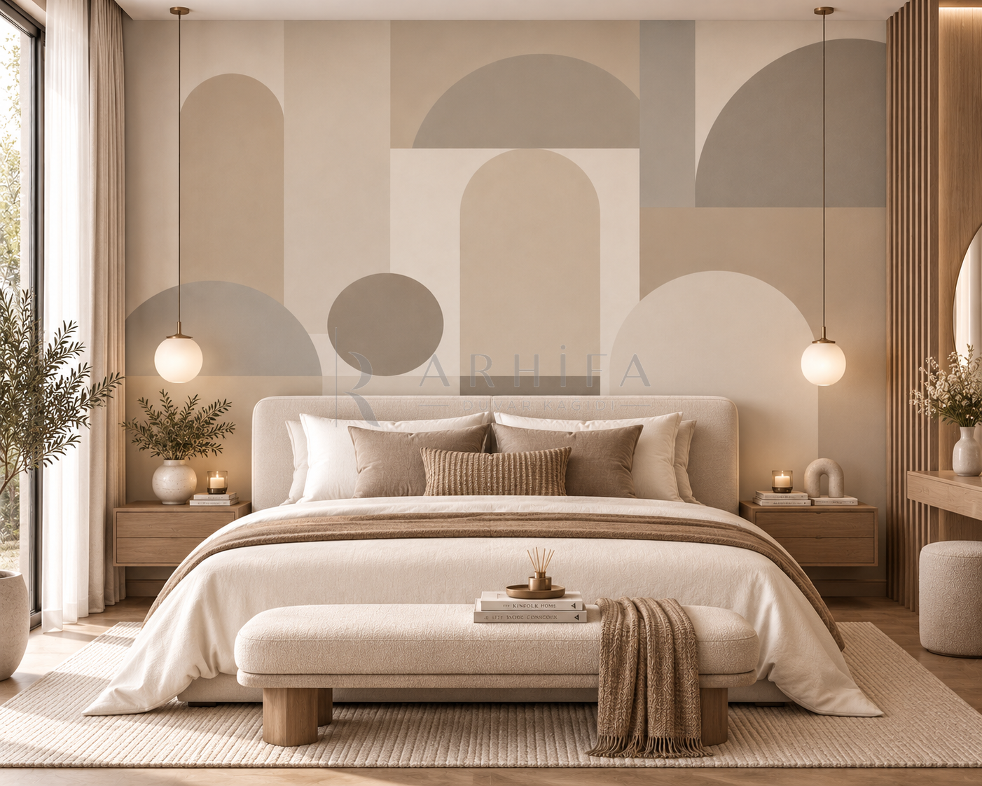 Sakin Geometri - Modern Oval Duvar Kağıdı (MG-008)
