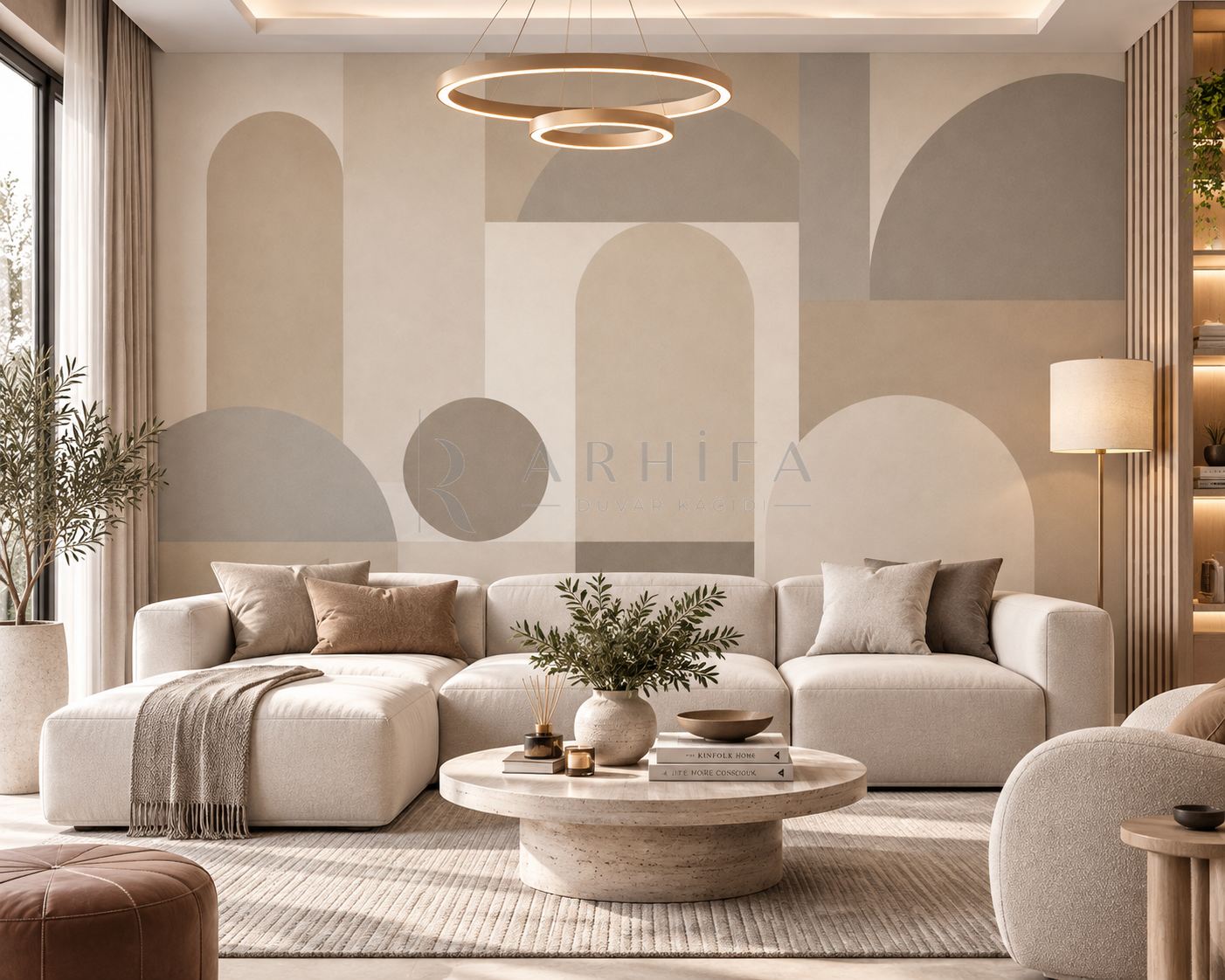 Sakin Geometri - Modern Oval Duvar Kağıdı (MG-008) – görsel 2
