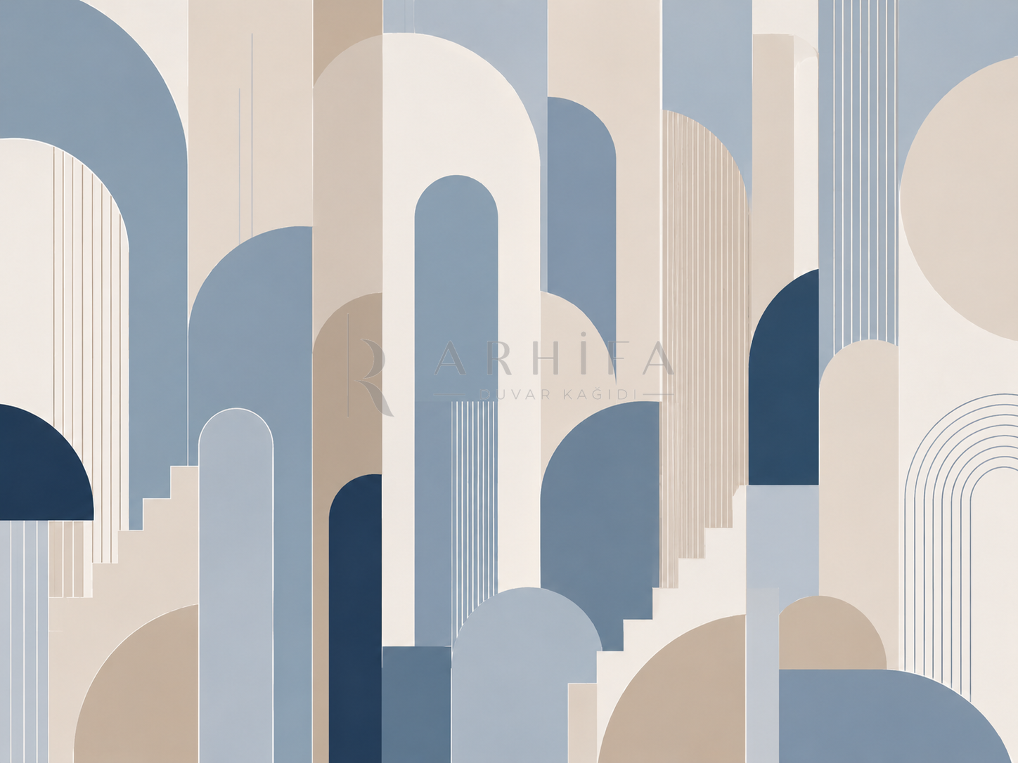 — Blue Architectural Rhythm Duvar Kağıdı (MGB-007) – görsel 2
