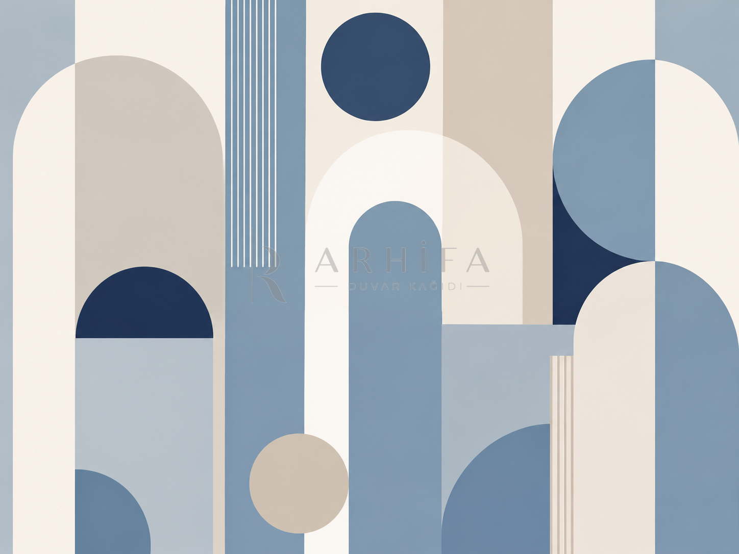 — Blue Calm Geometry Duvar Kağıdı (MGB-008) – görsel 2