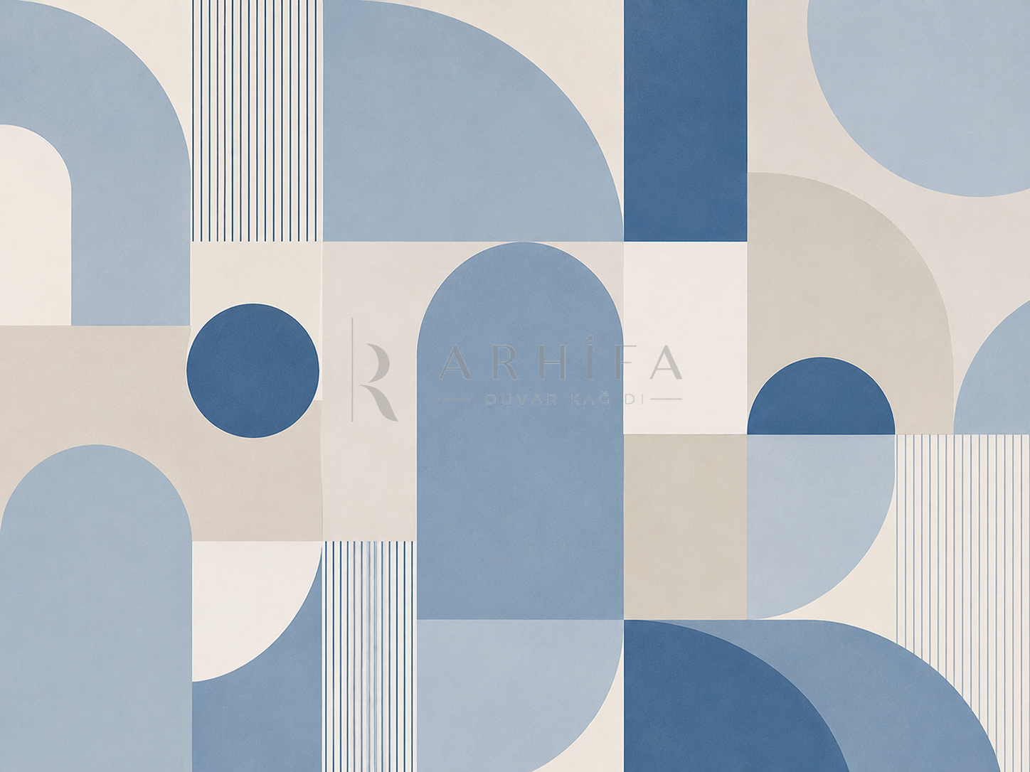 — Blue Nordic Geometry Duvar Kağıdı (MGB-012) – görsel 2