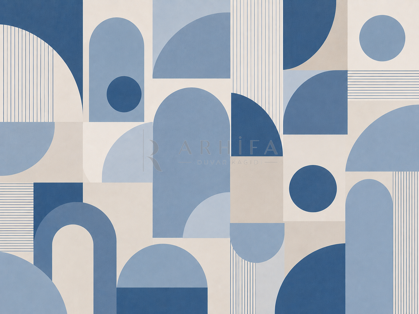 — Blue Geometric Signature Duvar Kağıdı (MGB-015) – görsel 2