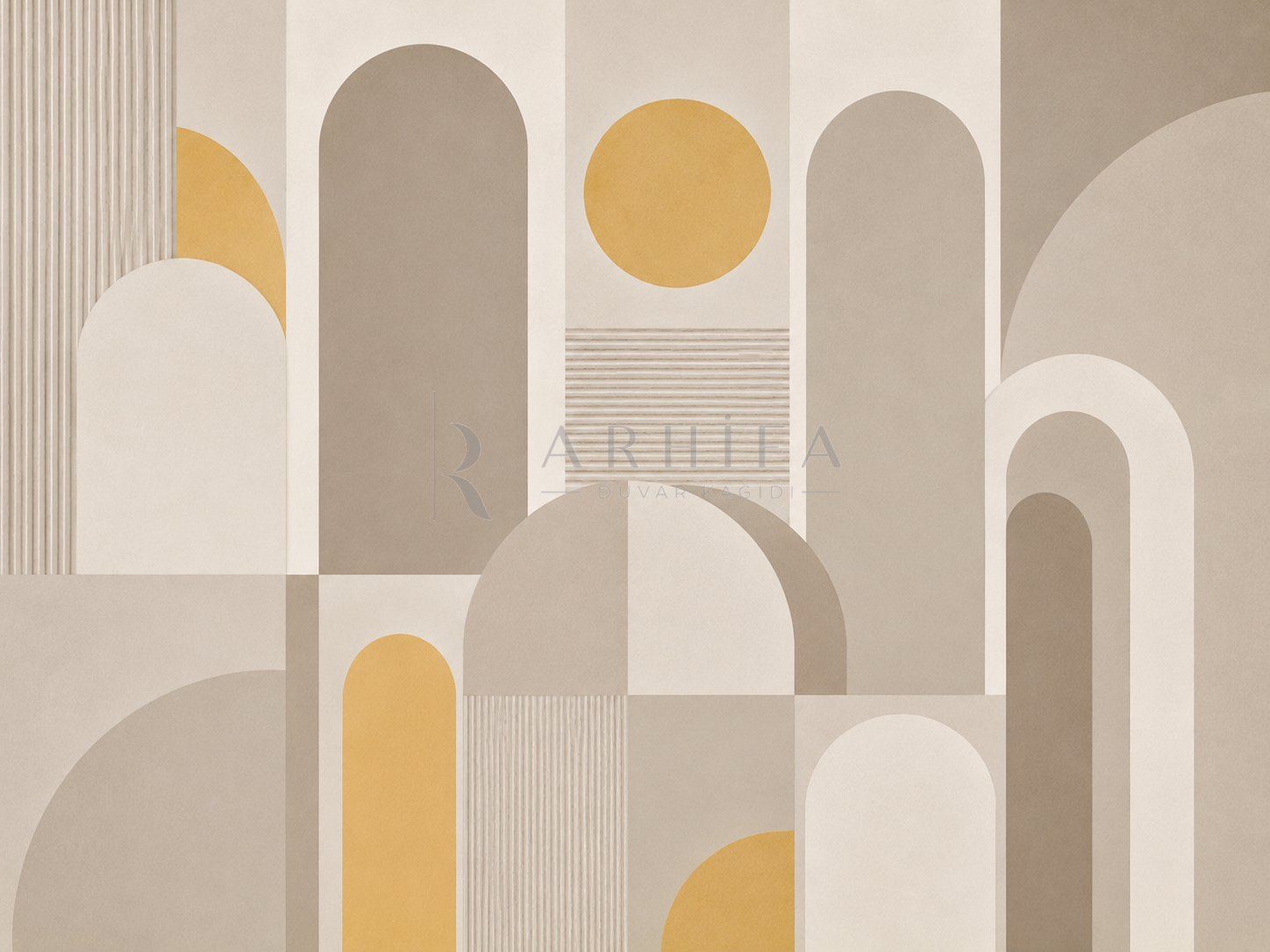 — Greige Modern Arches Duvar Kağıdı (MGG-003) – görsel 2