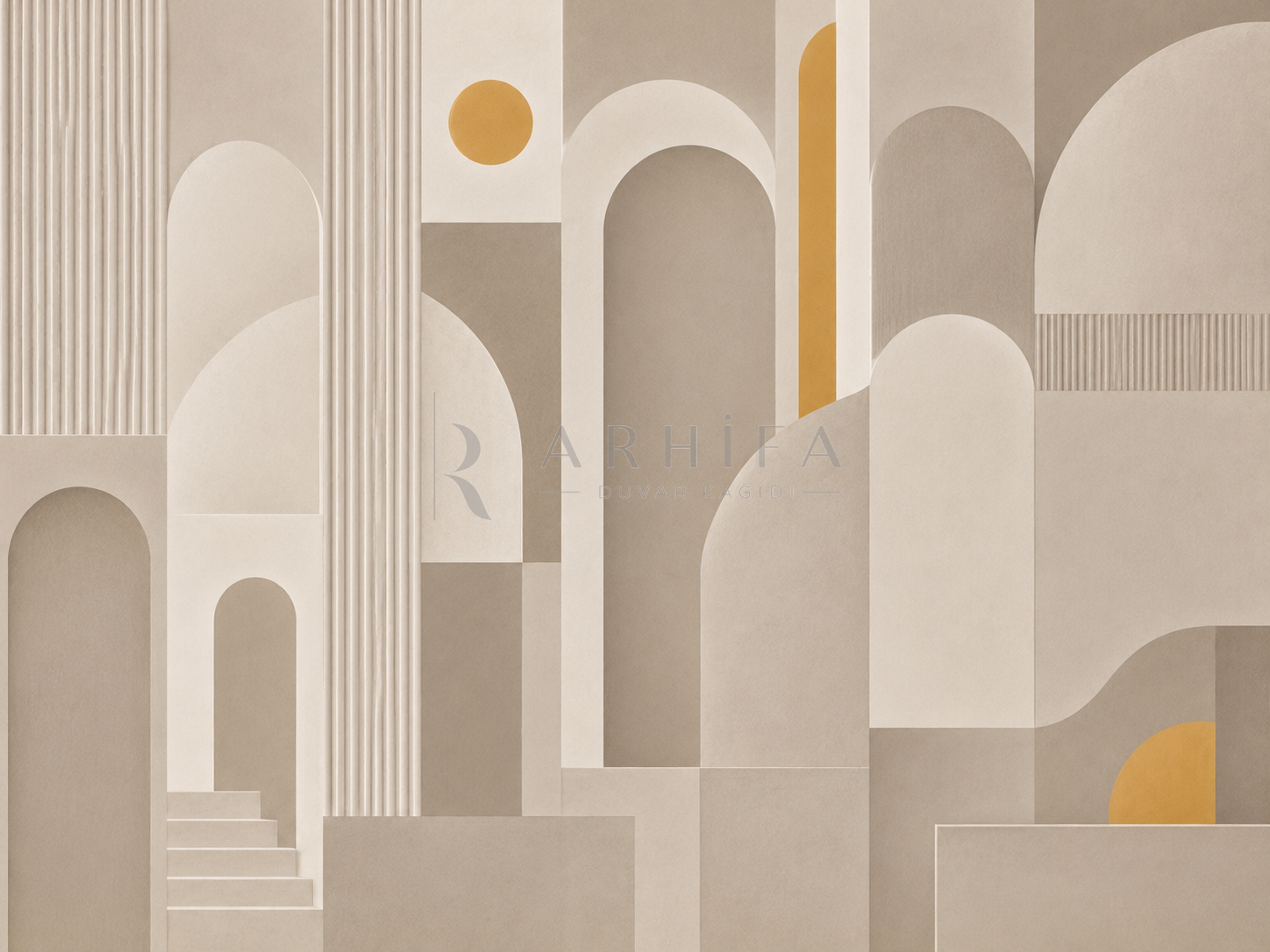 — Greige Architectural Rhythm Duvar Kağıdı (MGG-007) – görsel 2