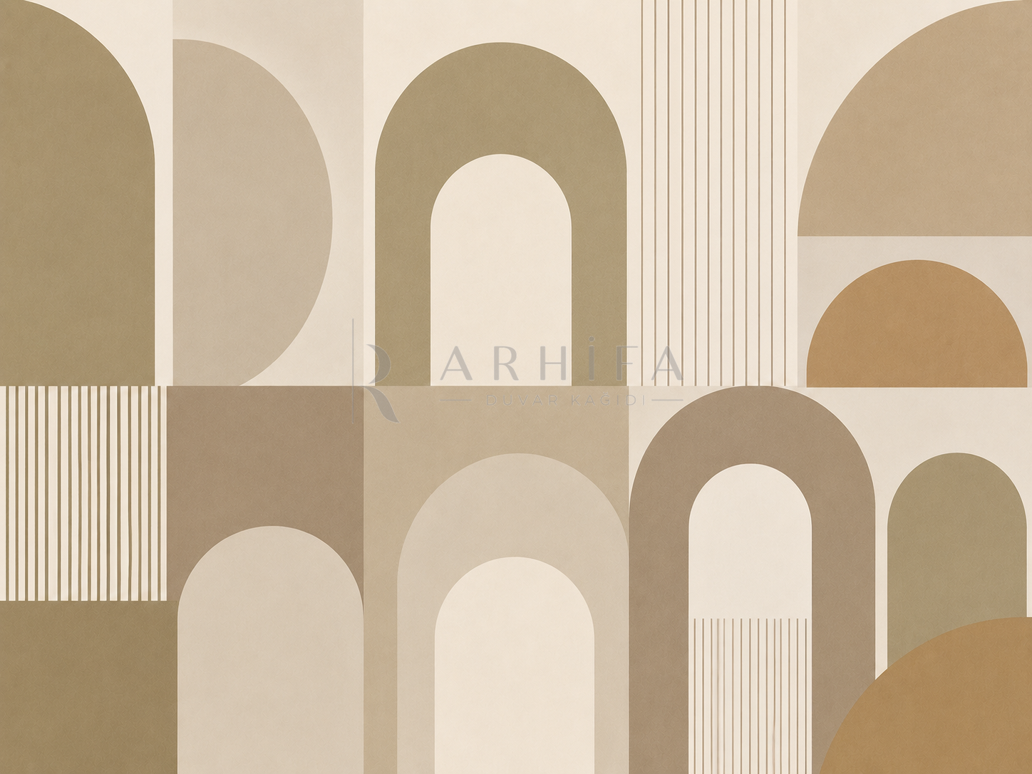 — Khaki Modern Arches Duvar Kağıdı (MGK-003) – görsel 2