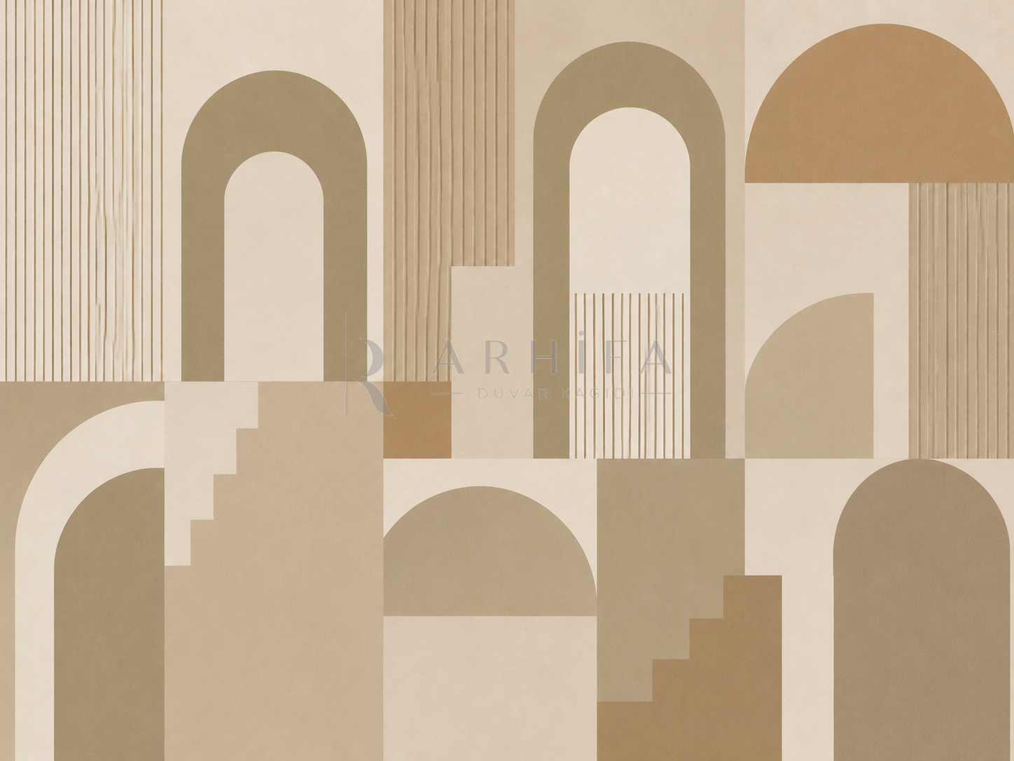 — Khaki Architectural Rhythm Duvar Kağıdı (MGK-007) – görsel 2