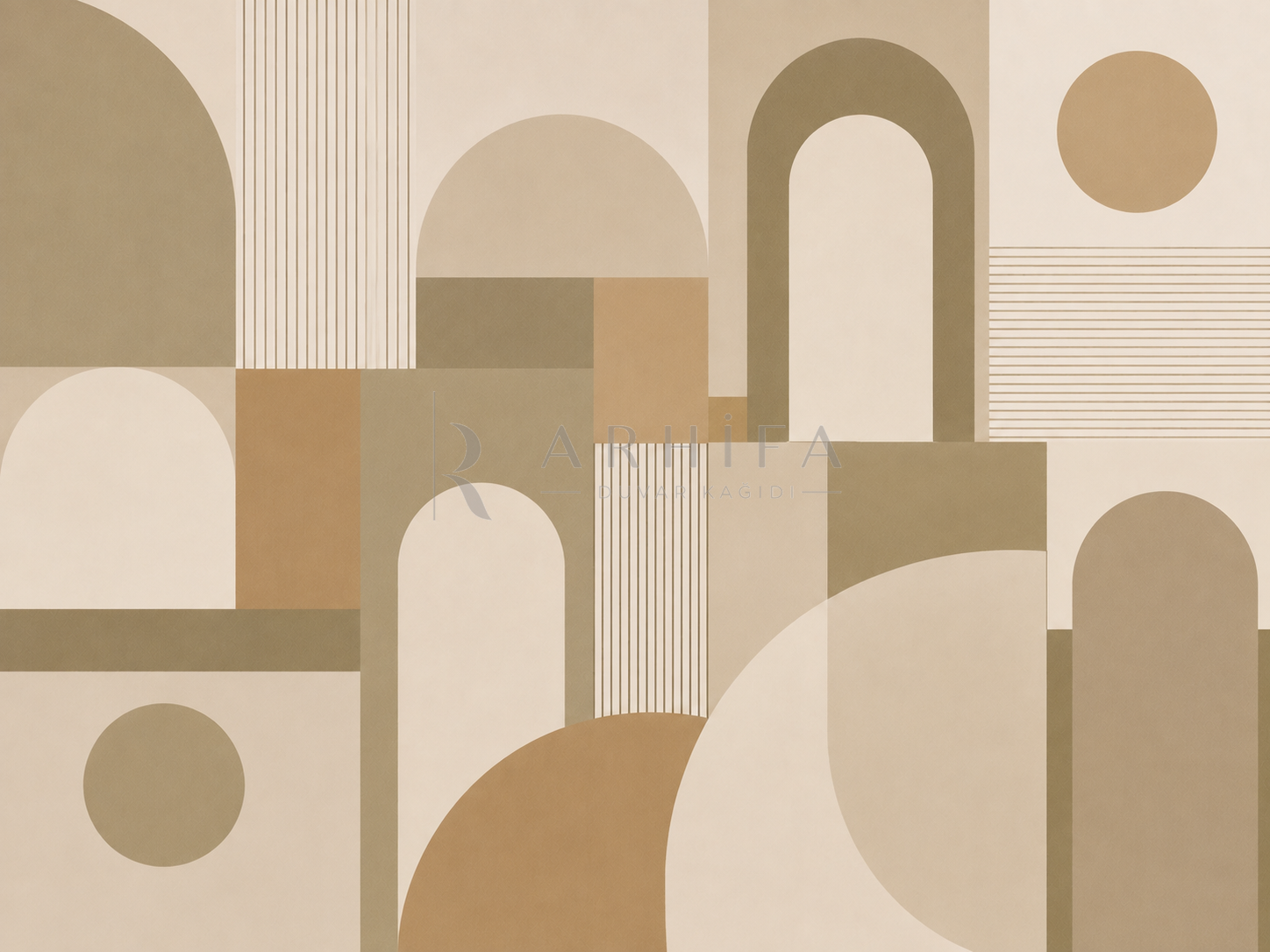— Khaki Calm Geometry Duvar Kağıdı (MGK-008) – görsel 2