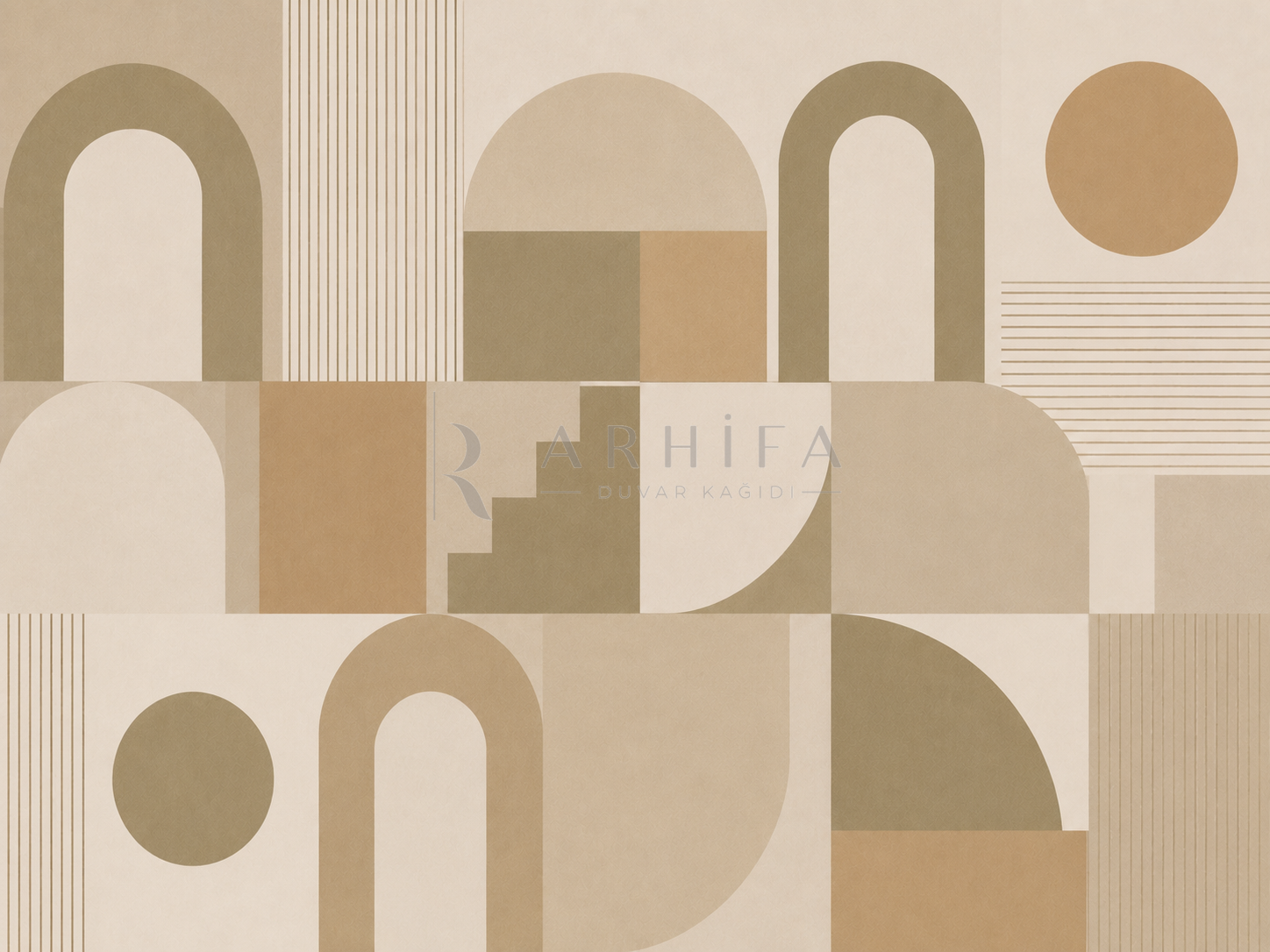 — Khaki Nordic Geometry Duvar Kağıdı (MGK-012) – görsel 2