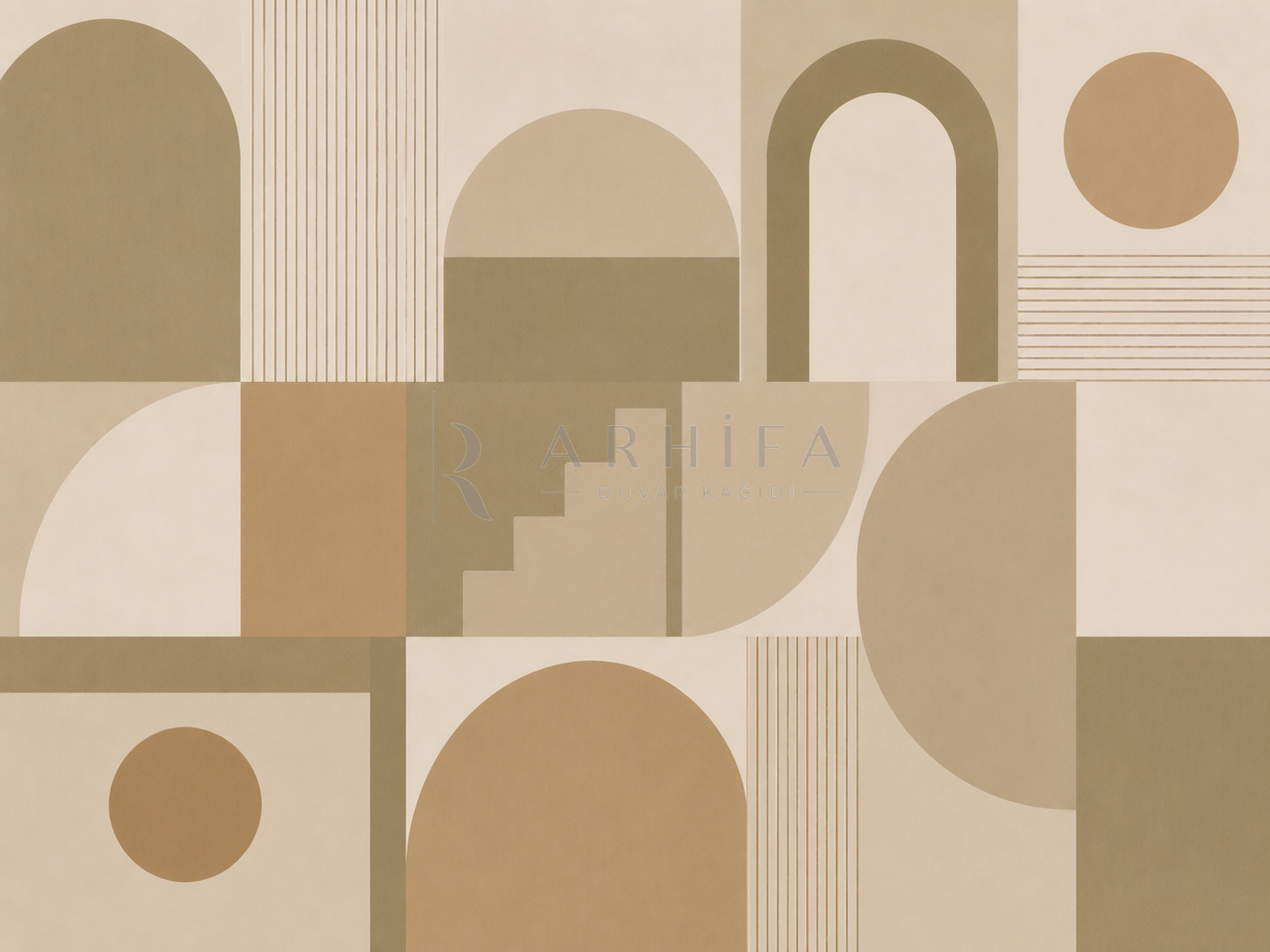 — Khaki Balanced Shapes Duvar Kağıdı (MGK-013) – görsel 2