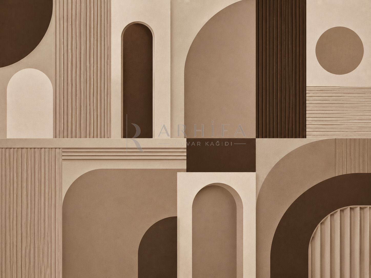 — Mocha Architectural Rhythm Duvar Kağıdı (MGM-007) – görsel 2