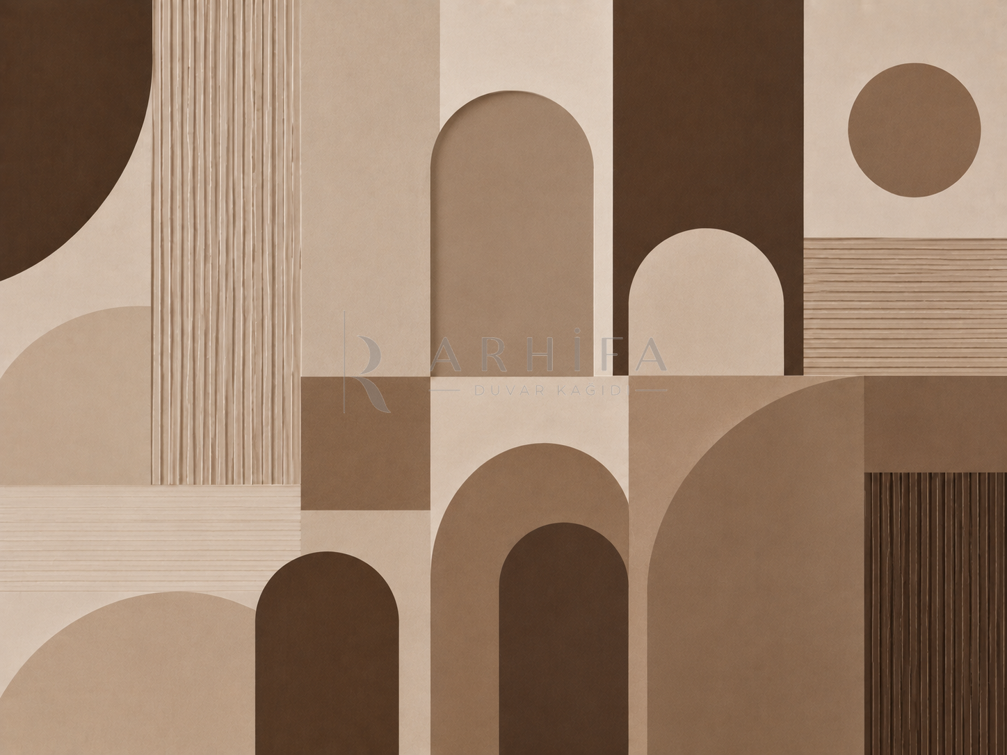 — Mocha Calm Geometry Duvar Kağıdı (MGM-008) – görsel 2
