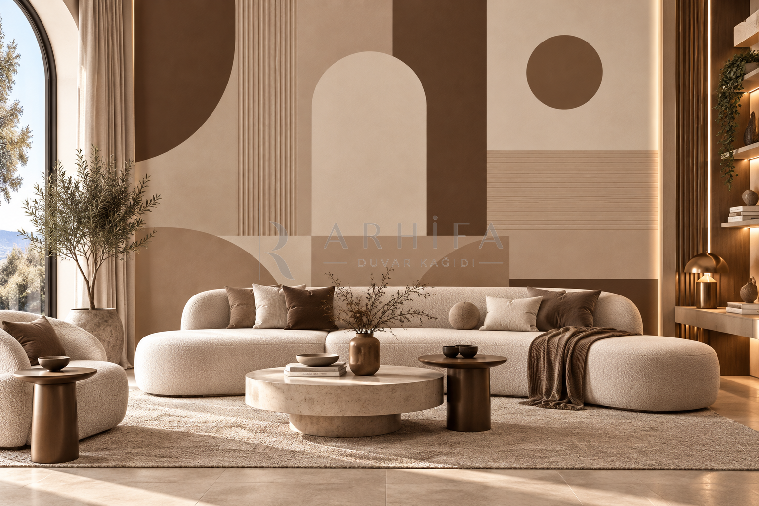 A— Mocha Minimal Composition - Özel Tasarım Duvar Kağıdı (MGM-010A) – görsel 2