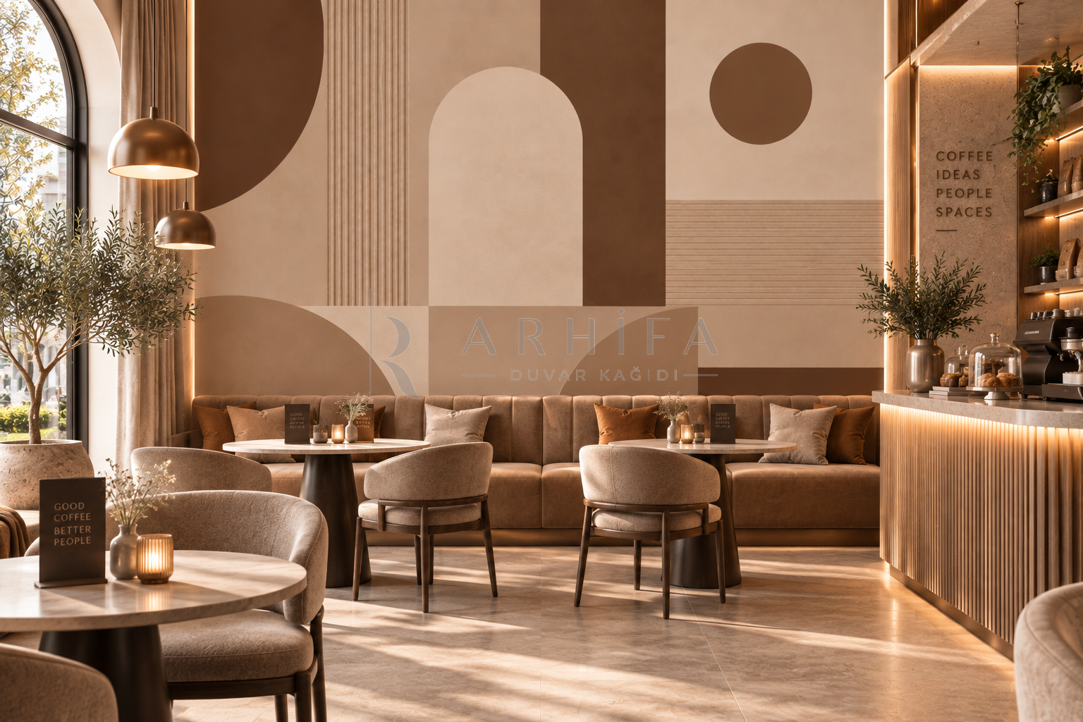 A— Mocha Minimal Composition - Özel Tasarım Duvar Kağıdı (MGM-010A) – görsel 3