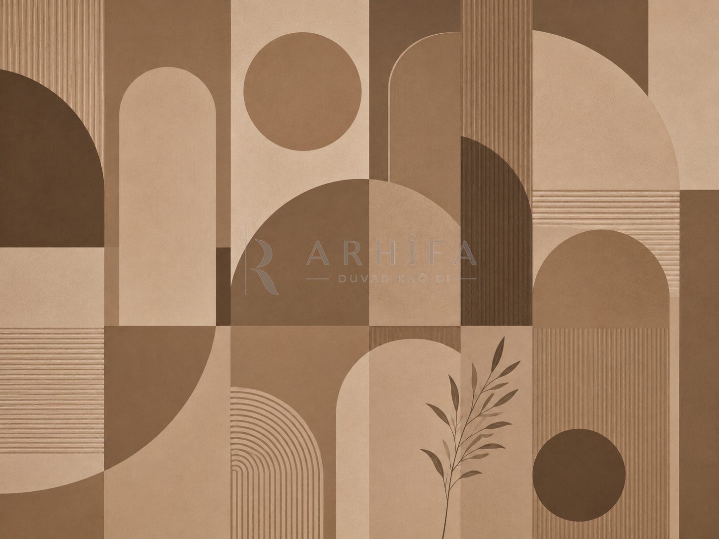 — Mocha Geometric Signature Duvar Kağıdı (MGM-015) – görsel 2