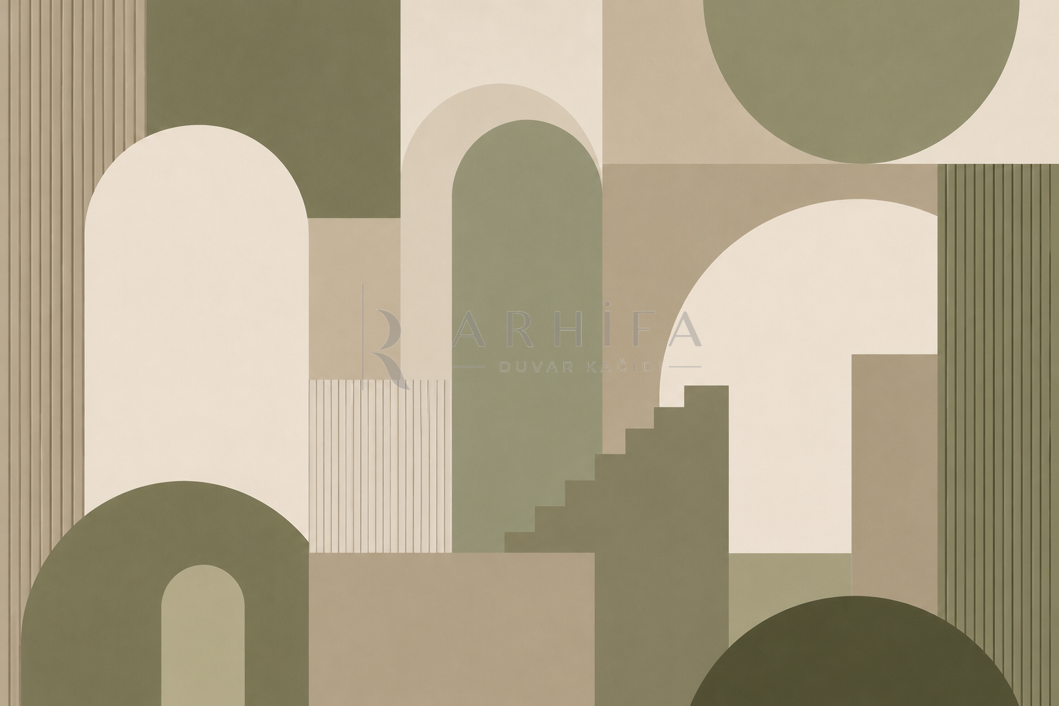 — Olive Architectural Rhythm Duvar Kağıdı (MGO-007) – görsel 2