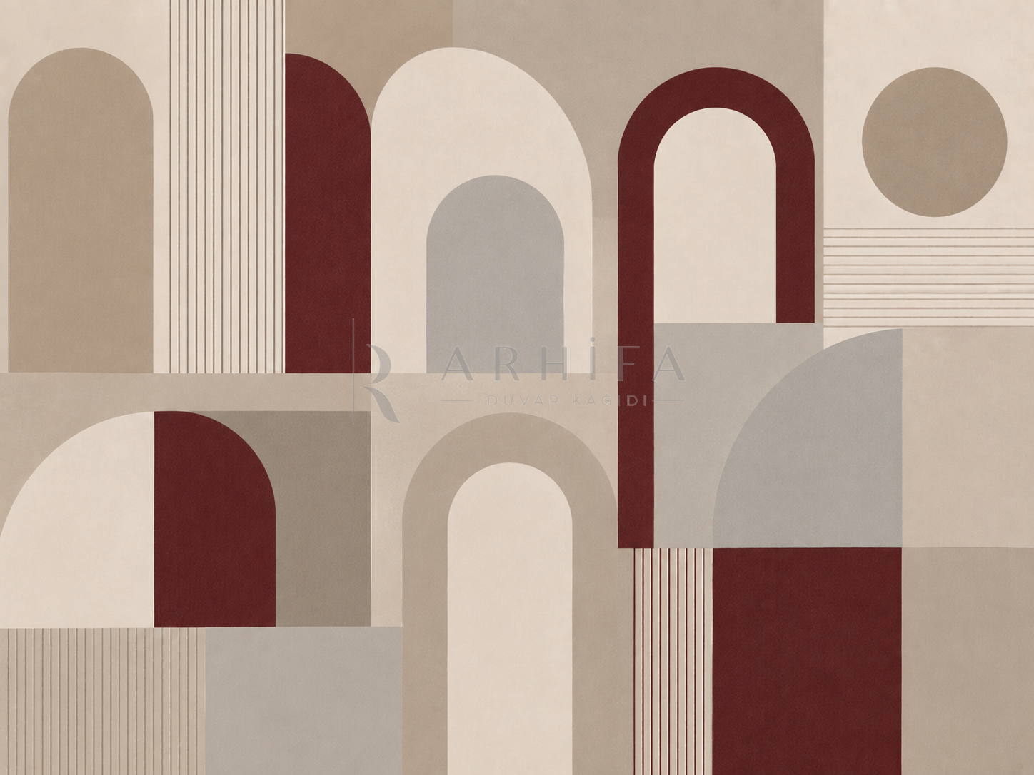 — Burgundy Modern Arches Duvar Kağıdı (MGR-003) – görsel 2