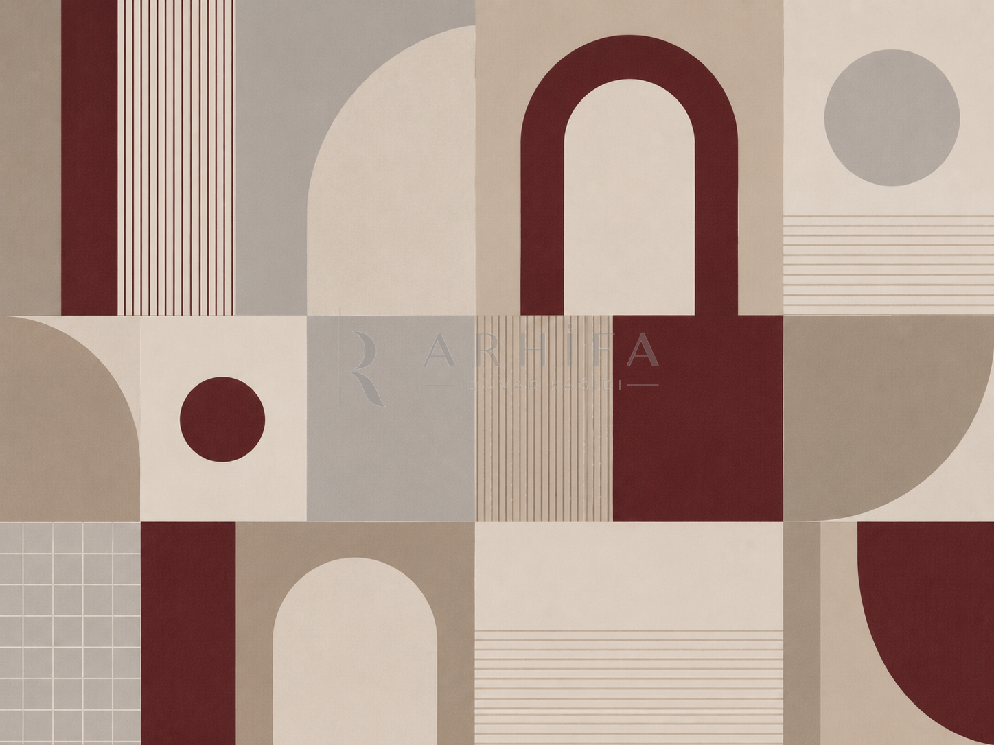 — Burgundy Quiet Grid Duvar Kağıdı (MGR-004) – görsel 2