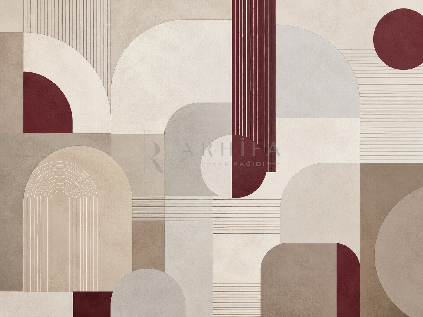 — Burgundy Offset Lines Duvar Kağıdı (MGR-006) – görsel 2
