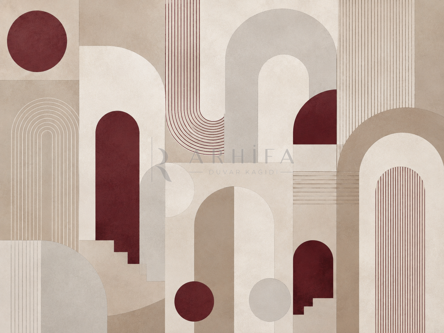 — Burgundy Architectural Rhythm Duvar Kağıdı (MGR-007) – görsel 2
