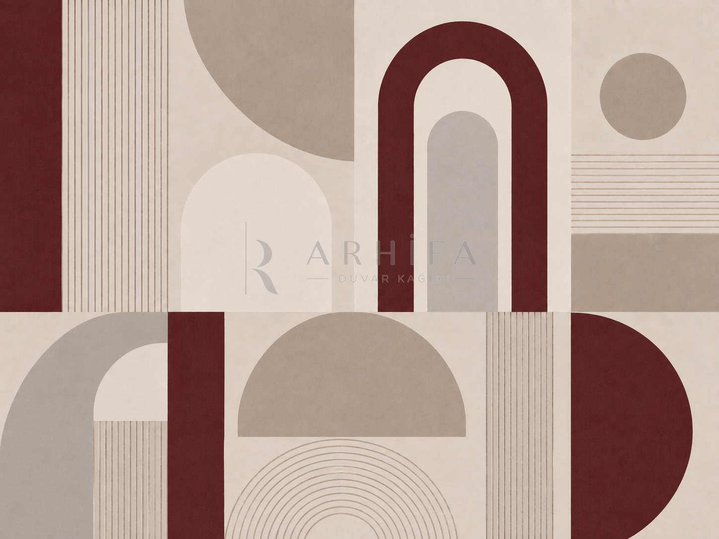 — Burgundy Nordic Geometry Duvar Kağıdı (MGR-012) – görsel 2