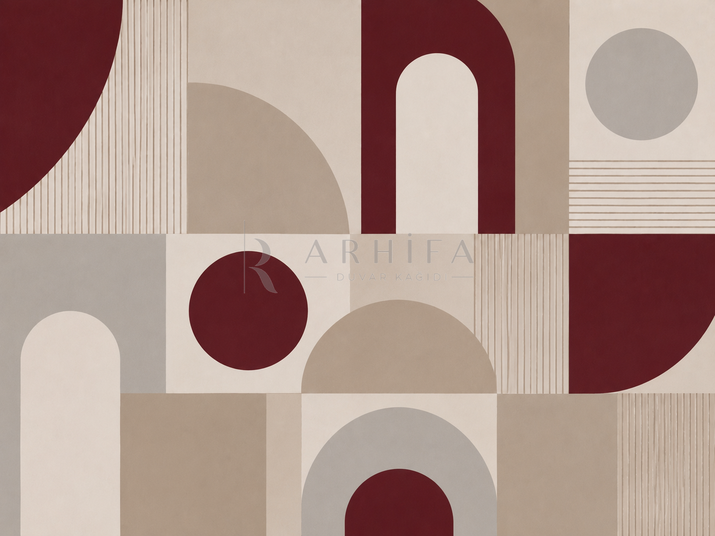 — Burgundy Balanced Shapes Duvar Kağıdı (MGR-013) – görsel 2