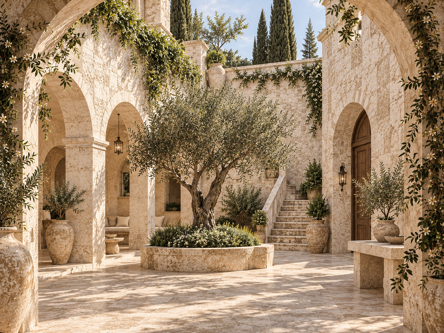 Mediterranean Courtyard Duvar Kağıdı (AI-009) – görsel 2