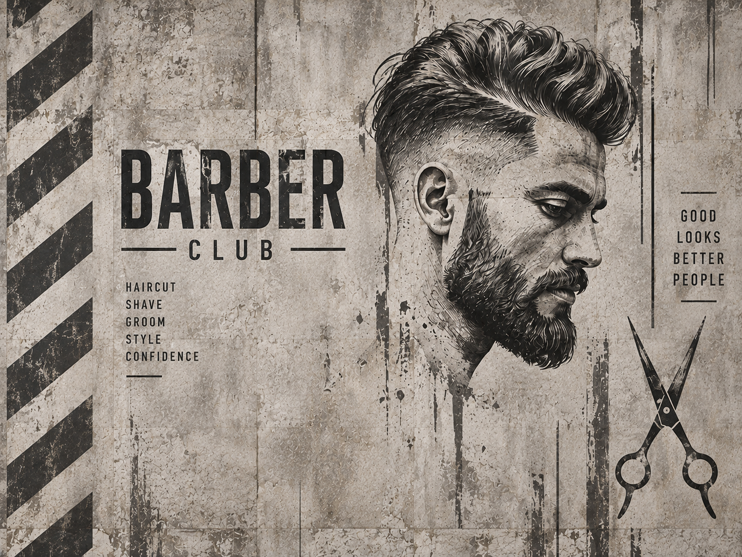 Modern Barber Concrete Duvar Kağıdı (CS-002) – görsel 2