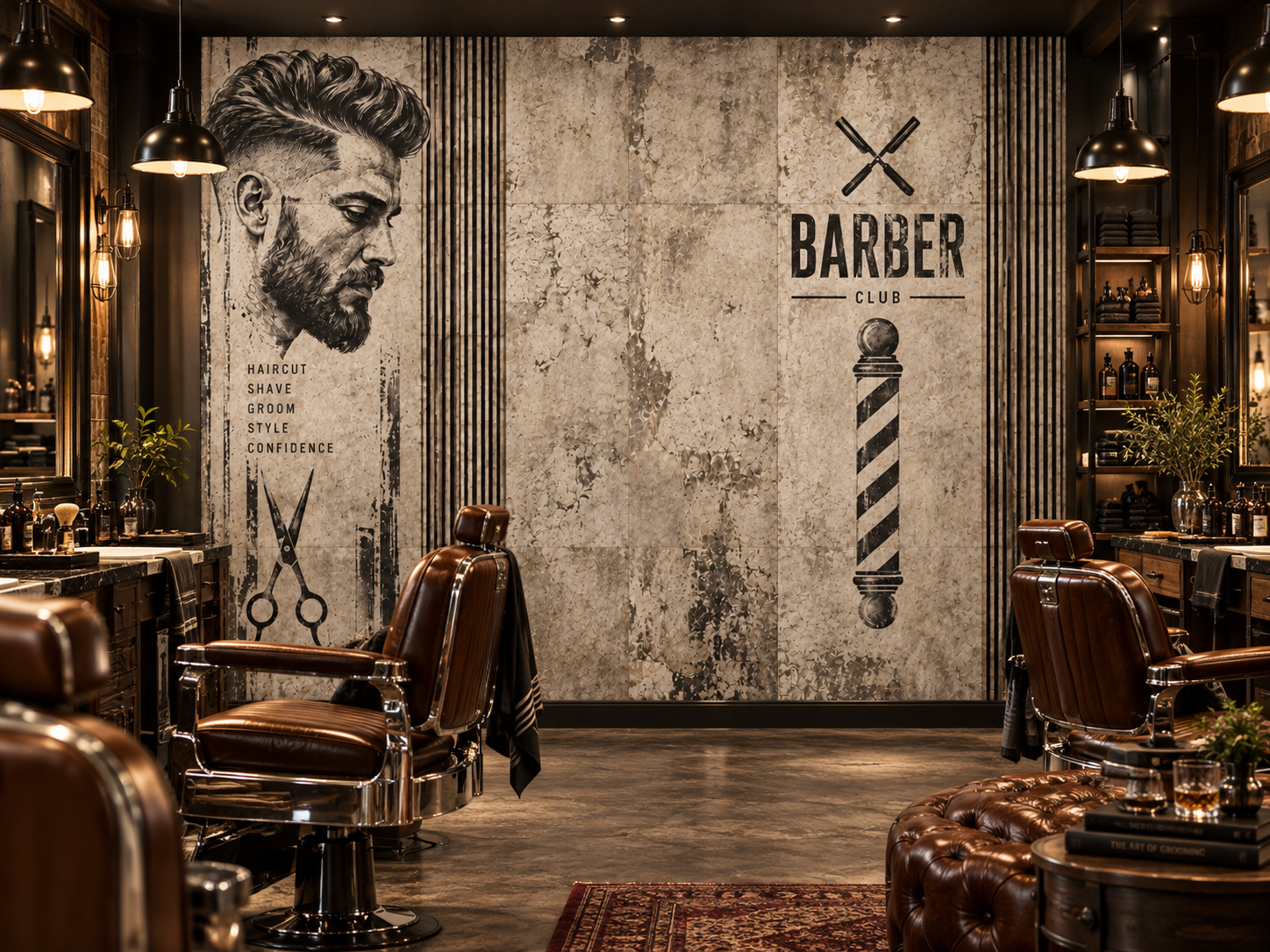 Modern Barber Concrete Duvar Kağıdı (CS-002A) – görsel 2