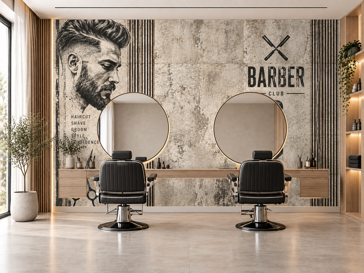 Modern Barber Concrete Duvar Kağıdı (CS-002A) – görsel 1