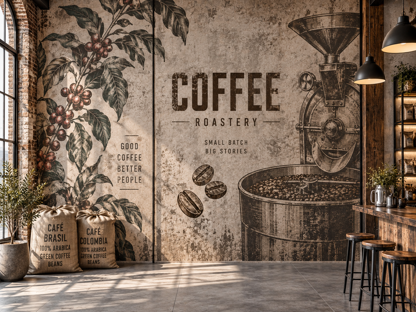 Coffee Roastery Loft Duvar Kağıdı (CS-003) – görsel 3
