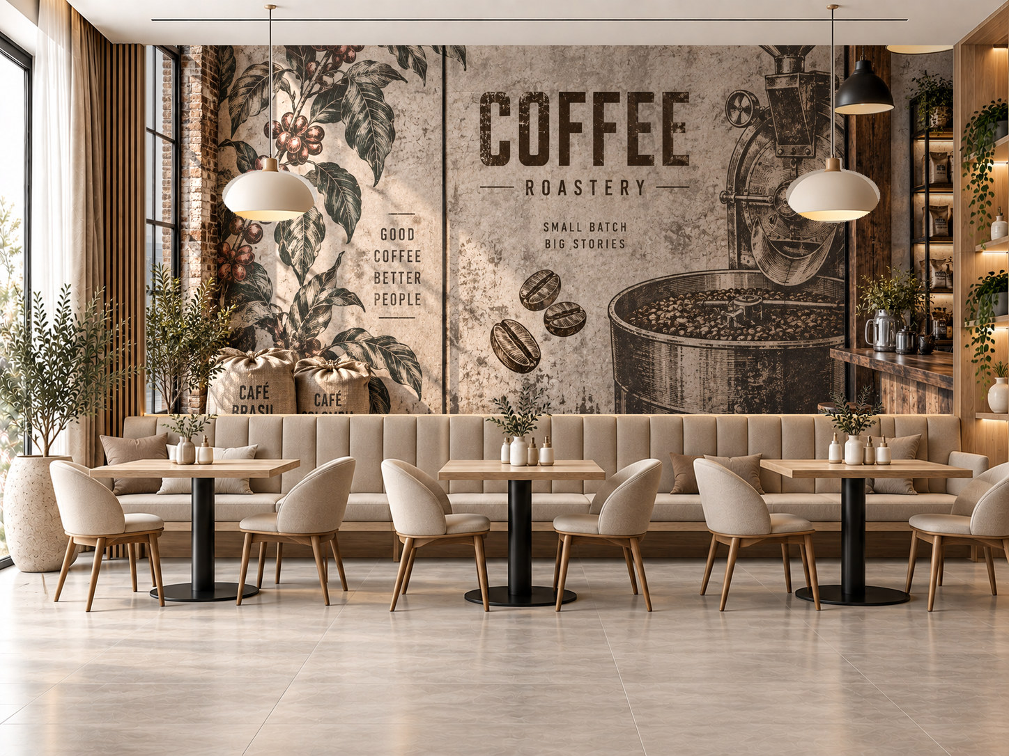 Coffee Roastery Loft Duvar Kağıdı (CS-003) – görsel 1