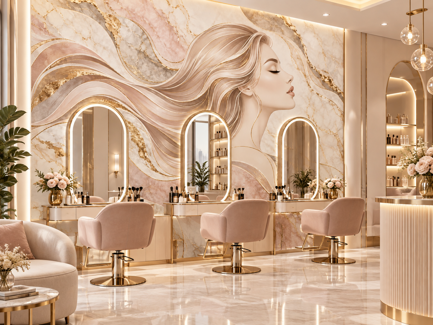 Beauty Salon Soft Marble Duvar Kağıdı (CS-012) – görsel 2