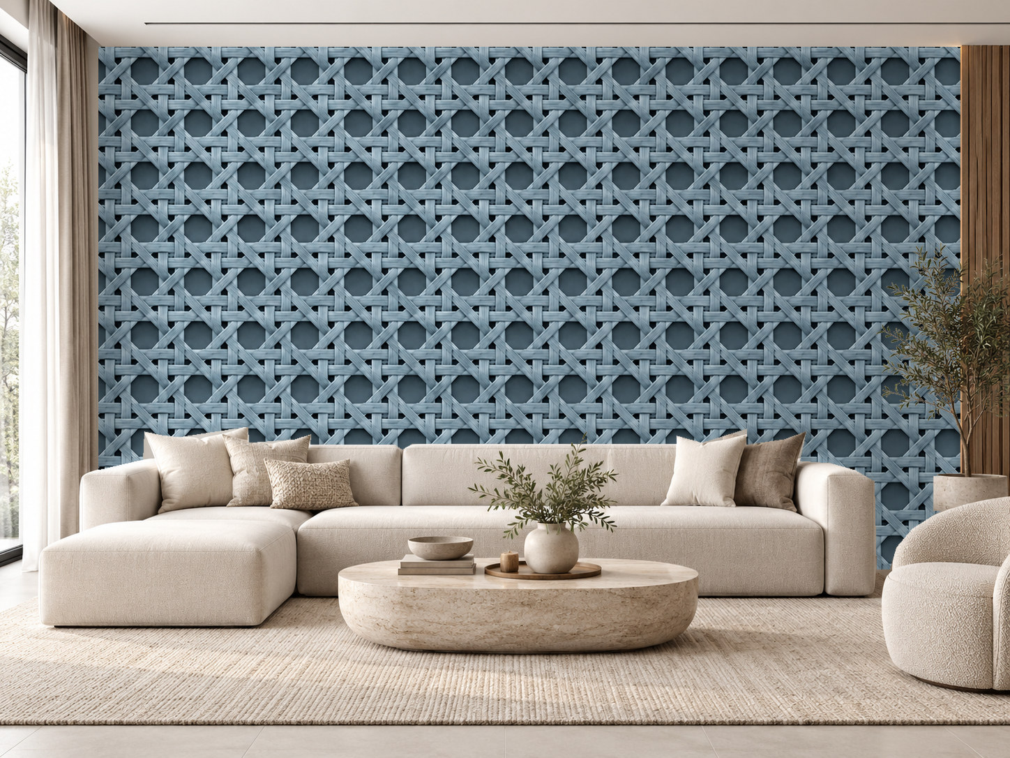 Dusty Blue Cane Duvar Kağıdı (HZR-012) – görsel 1