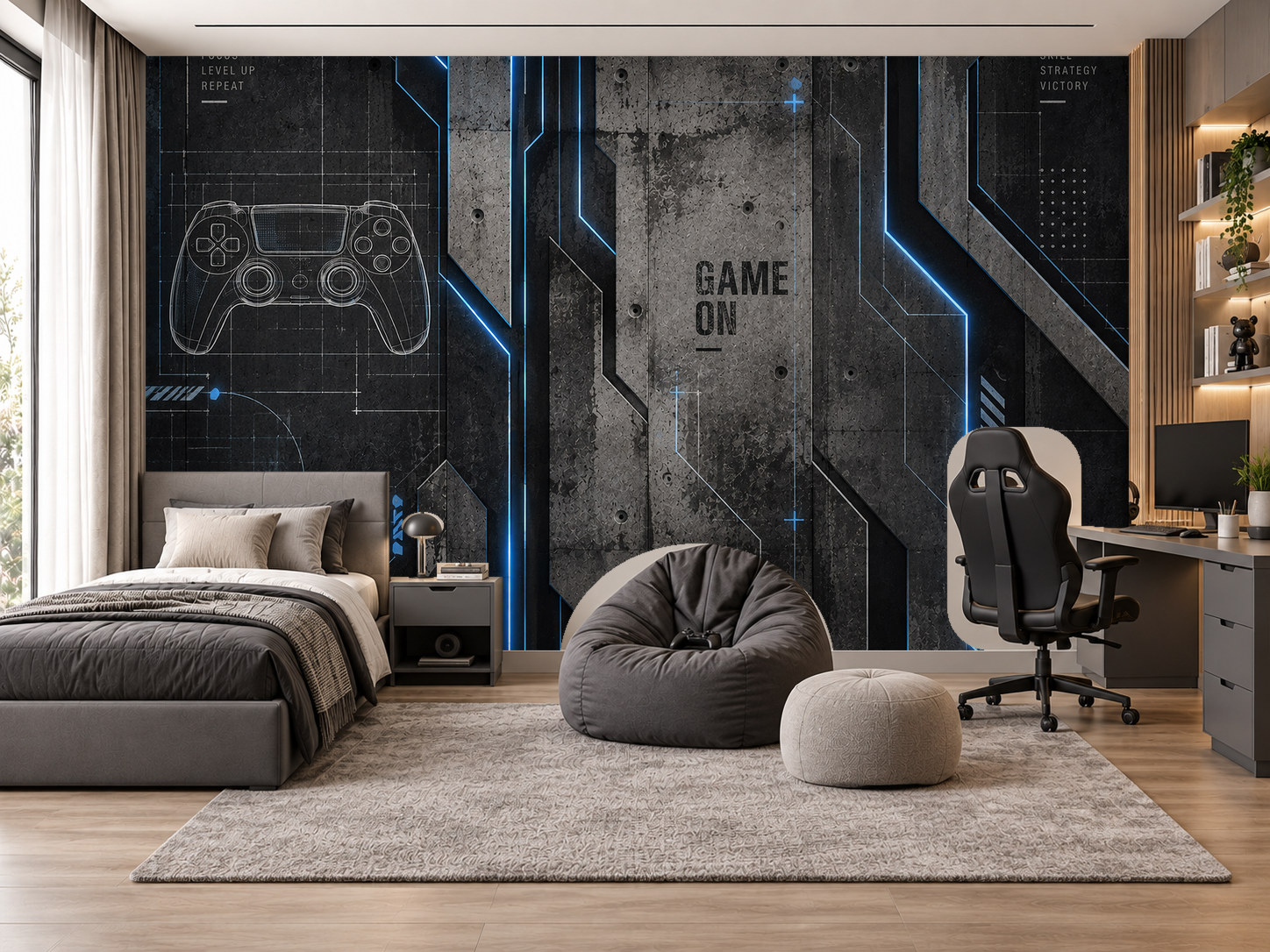 Gaming Tech Grid Duvar Kağıdı (MY-007) – görsel 1