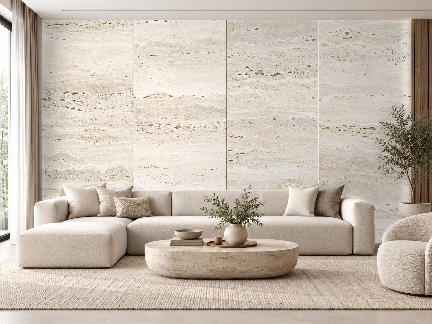 White Travertine Wall Duvar Kağıdı (SE-002) – görsel 1