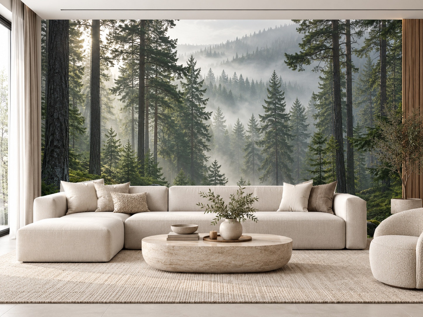 Misty Pine Forest Duvar Kağıdı (SE-011) – görsel 1
