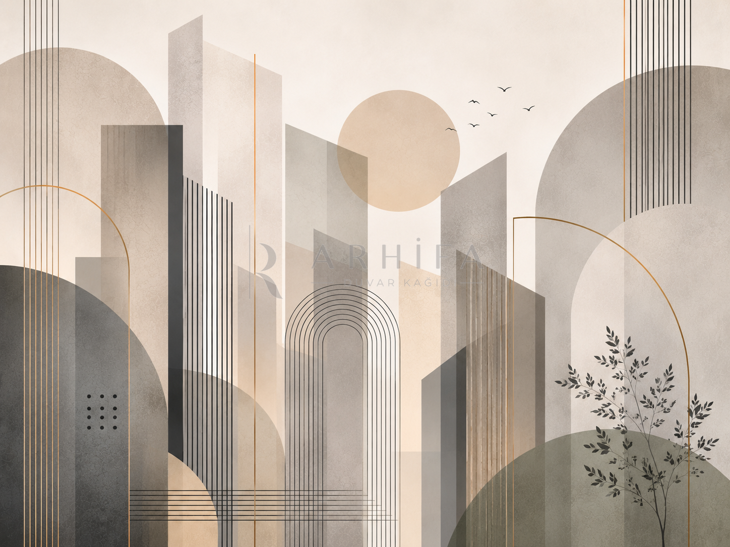 Urban Minimal (şehir mimarisinden ilham alan minimal kompozisyon) Duvar Kağıdı (OC-010) – görsel 2