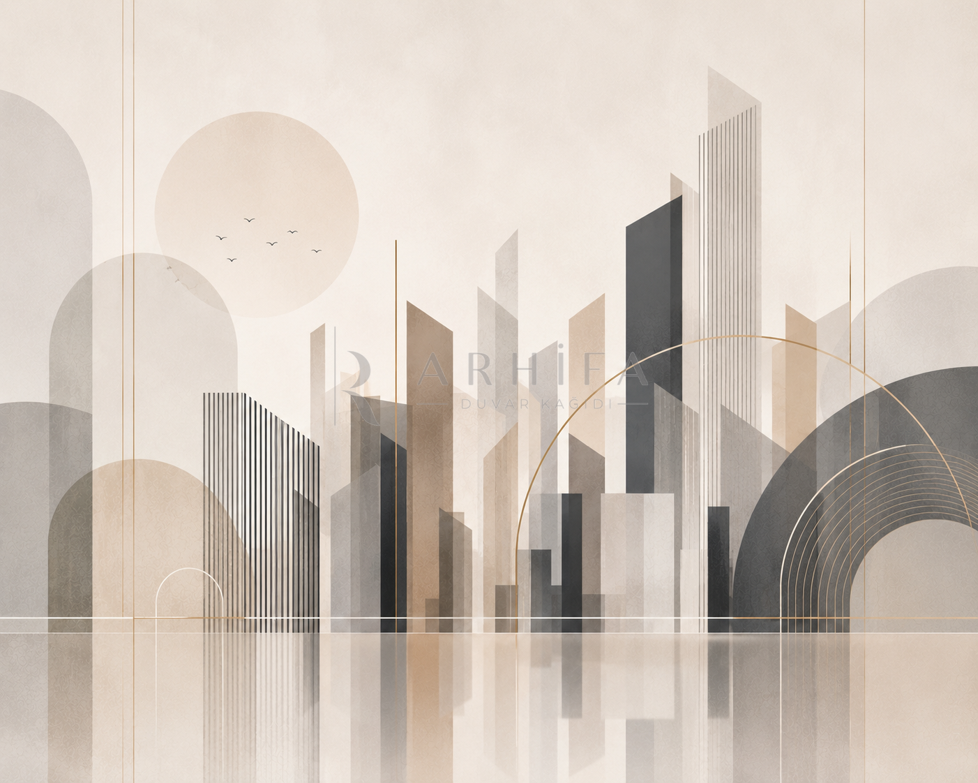 Abstract Skyline (modern şehir silüetinden ilham alan soyut tasarım) Duvar Kağıdı (OC-013) – görsel 2
